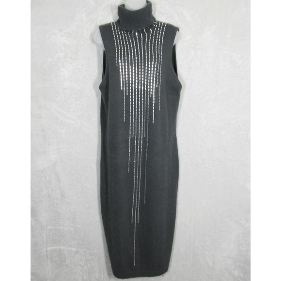 Krizia Maglia Maxi Dress Sweater Womens Large Angora Wool Gray Silver Metallic - Picture 2 of 13